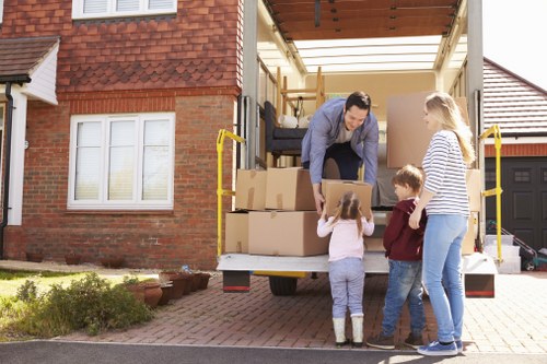 House movers working in a Vauxhall residential street