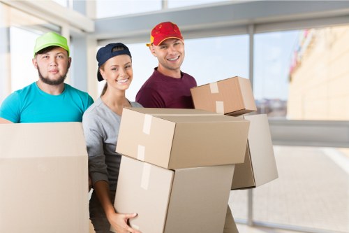 Removal team planning a local move in Vauxhall near apartment buildings