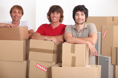 Professional team loading office items for a local Vauxhall move