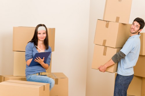 Furniture and boxes prepared for transport in Vauxhall